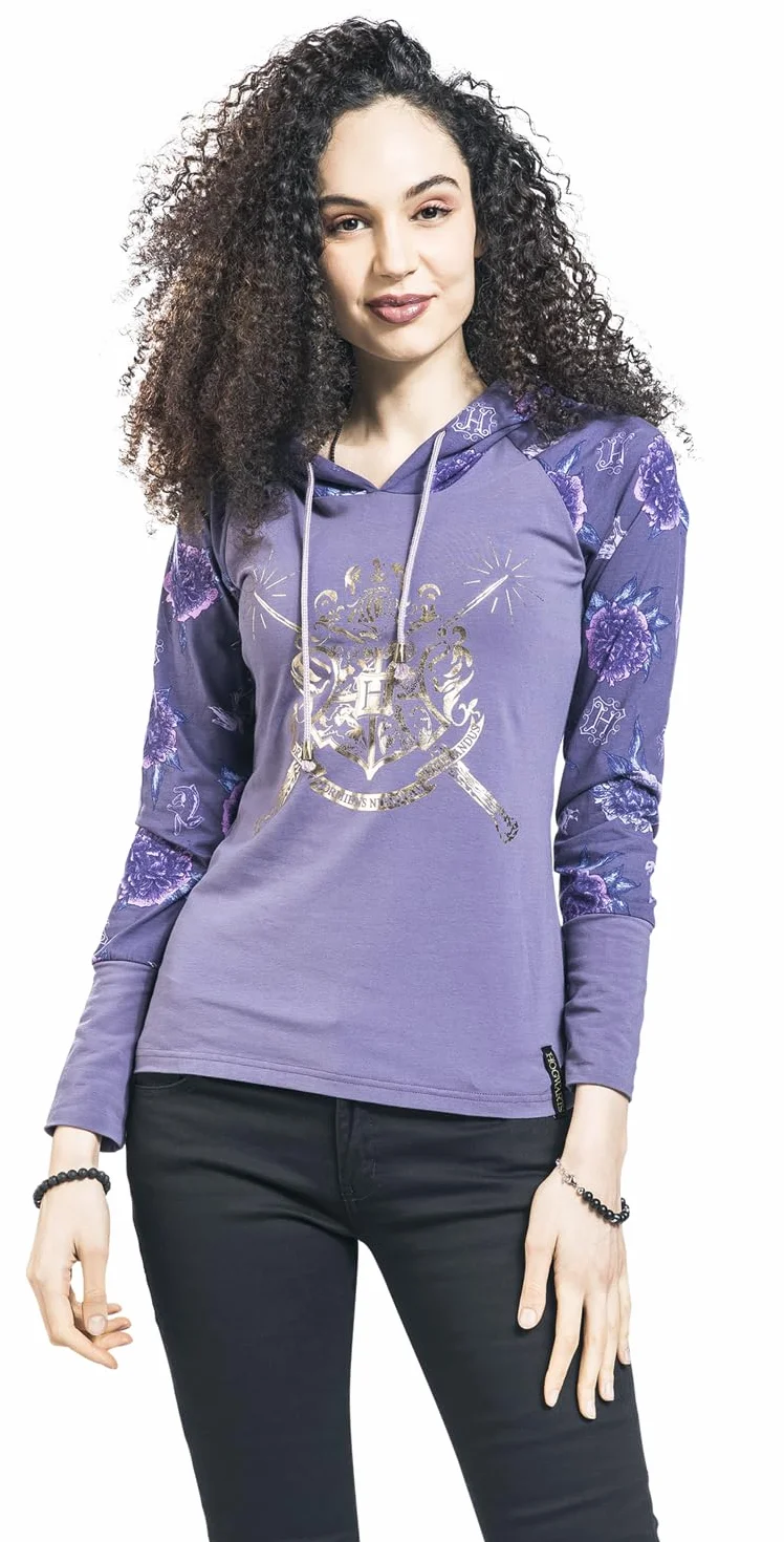 Harry Potter Escudo de Hogwarts Sudadera con Capucha Lila Mujer