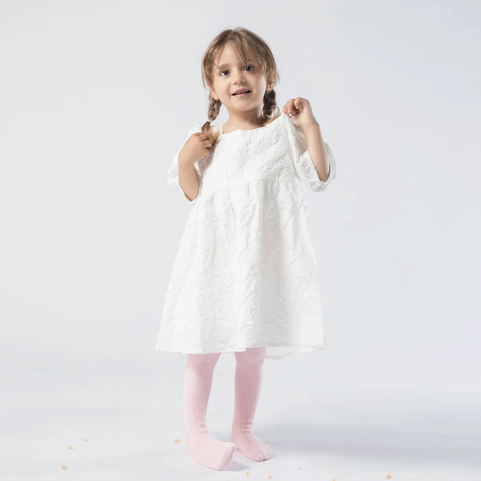 Petrass Leotardos para niña con diseño trenzado, de algodón, sin costuras, para danza de ballet, para niña, 3 unidades