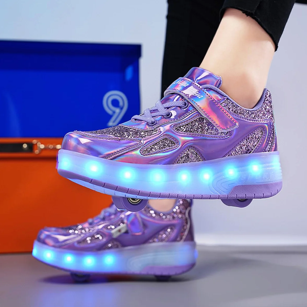 Buty LED z Podwójnymi Kołami dla Dzieci - Automatyczne Buty do Skateboardingu Sportów na Zewnątrz