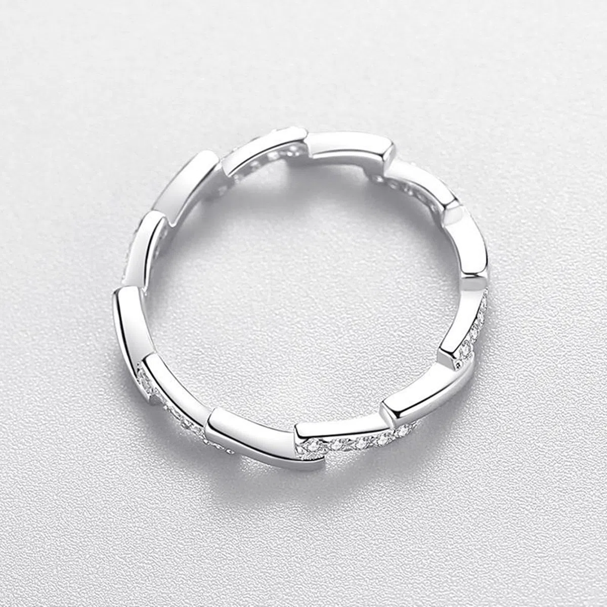 Anillo Promise de oro blanco 9K, Anillos Moissanite Blanco Sin Piedra Preciosa