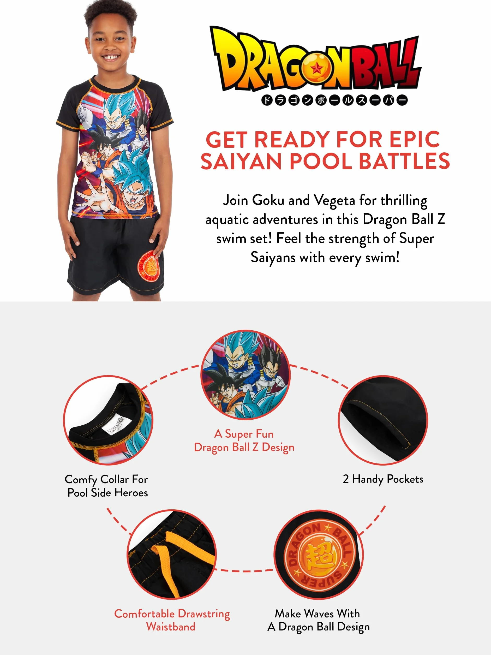 Dragon Ball Z Bañador Natacion Goku Niño Anime Piscina