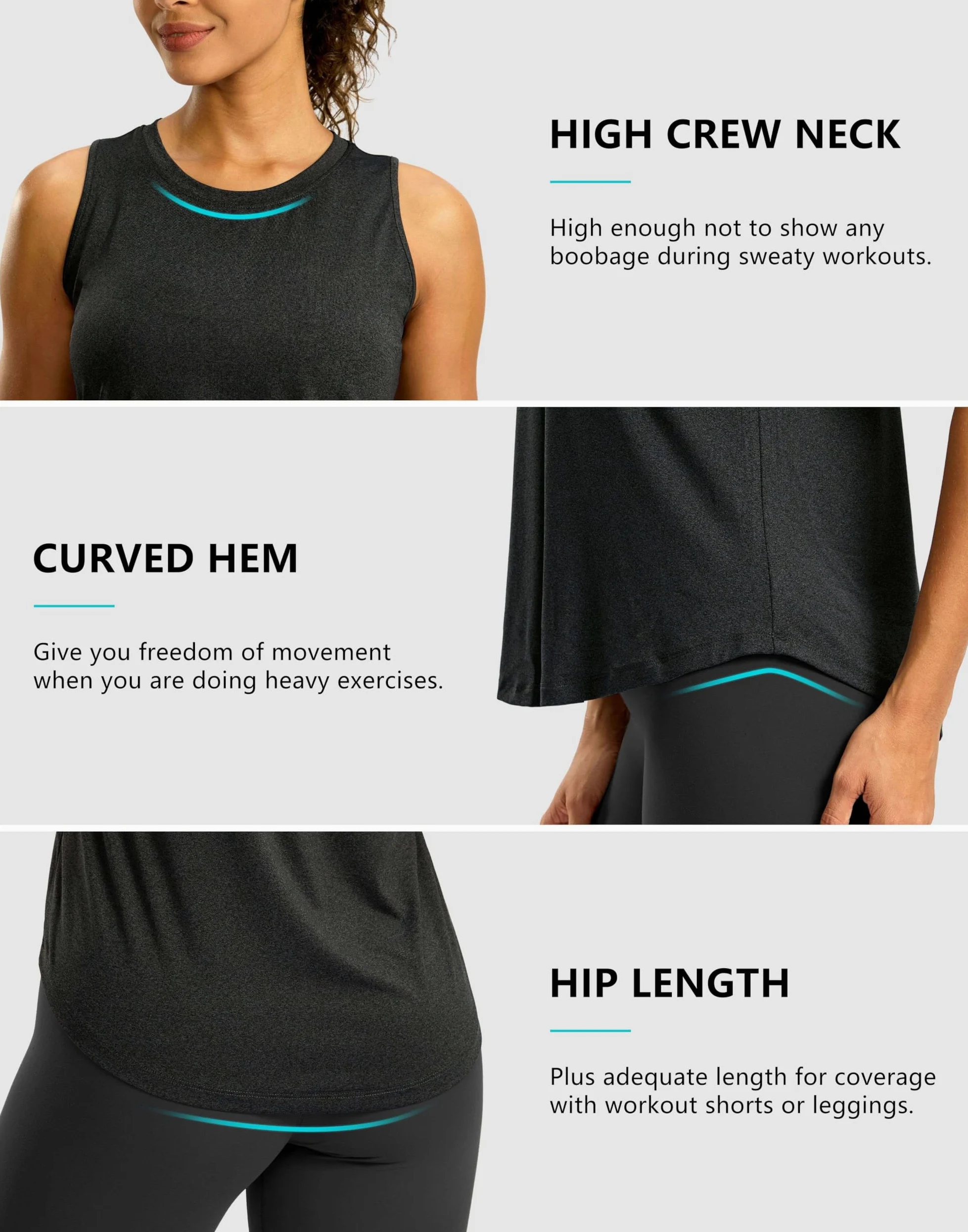 G Gradual Camiseta sin mangas de entrenamiento para mujer, sin mangas, atlética, para yoga, cuello alto, secado rápido, para correr, tenis, deportes