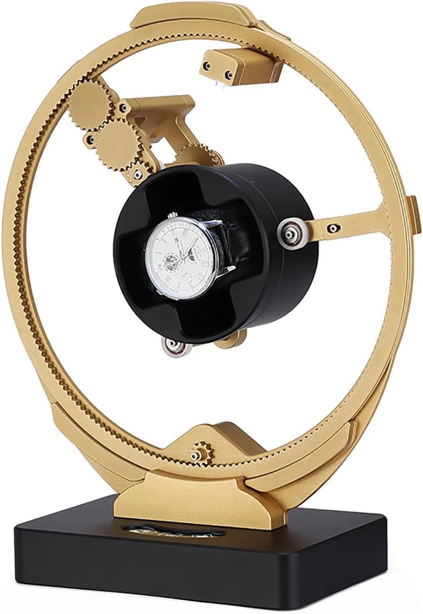 Enrollador automático de Relojes para un Reloj, antimagnético, con Ajuste de Hora Regulable | Soporte Giratorio de Aluminio CNC con Motor silencioso