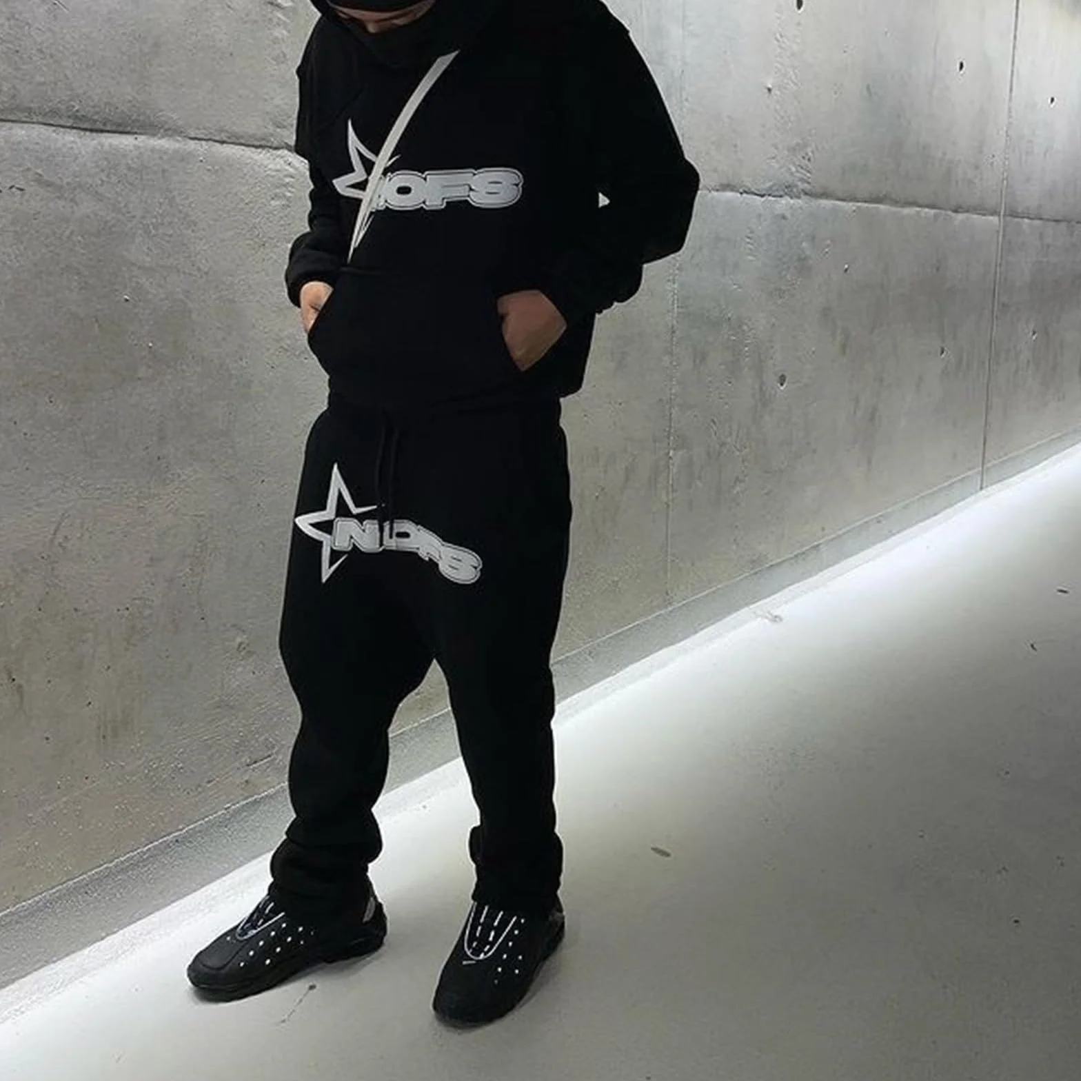 Generisch NOFS Track Suit Chándal para hombre, pantalones de chándal para hombre, pantalones de chándal para mujer, estampado de letras, sudaderas sueltas y pantalones de chándal Y2k Hip Hop