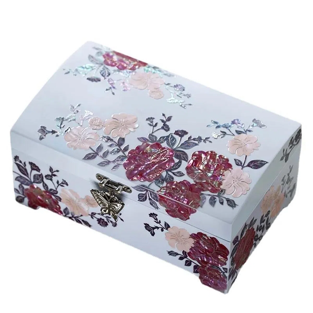 Joyero Viaje Caja De Almacenamiento Joyería Mano Con Tapa Estilo Europeo, Regalo Cumpleaños Para Novia, Boda, Laca Nácar, Joyero Simple(20 * 10 * 5cm) Joyeros