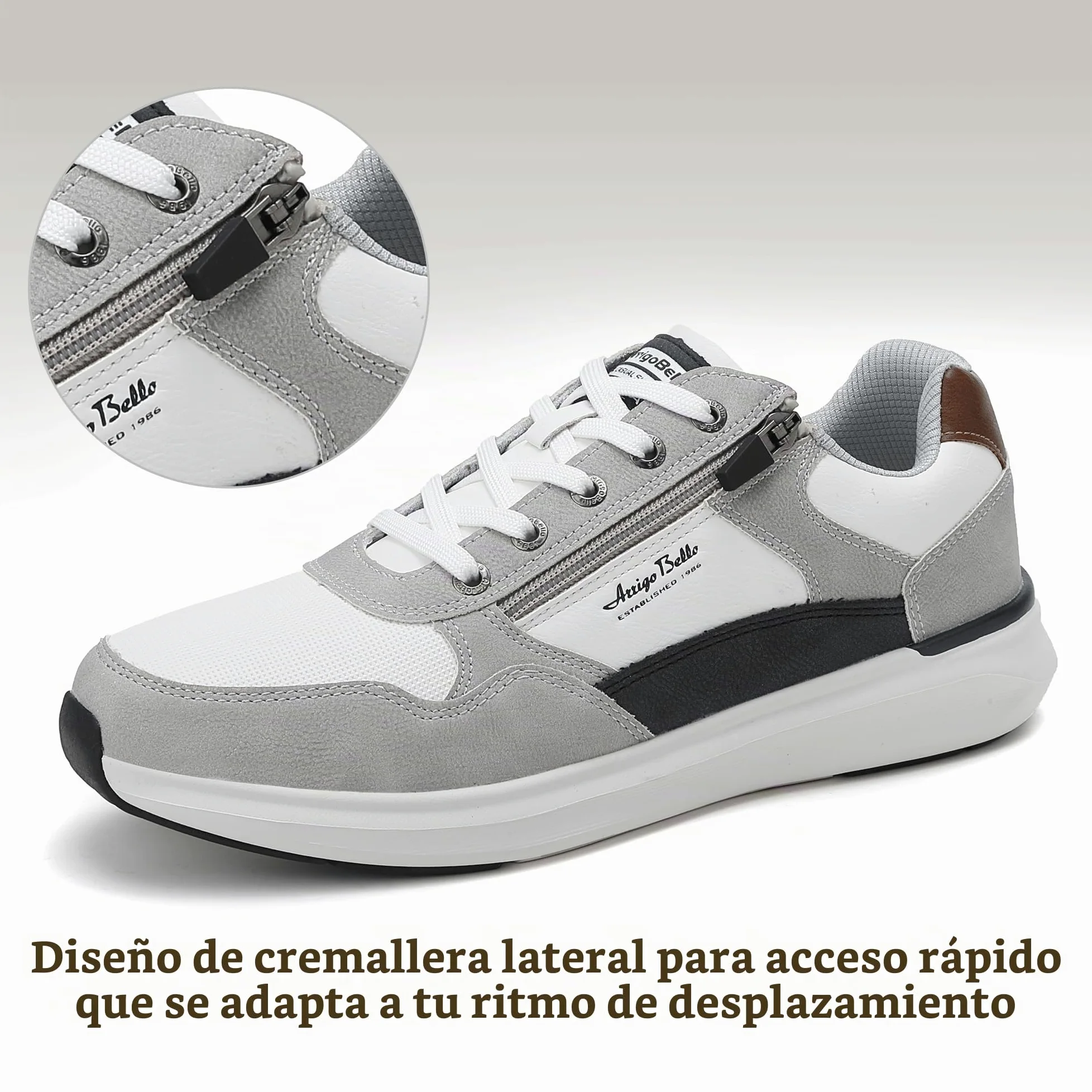 Zapatillas Hombre Zapatos Vestir Casual Sneakers Deportivas | Correr, Gimnasio, Trabajo, Senderismo, Con Cremallera, Transpirables, Antideslizante, Moda