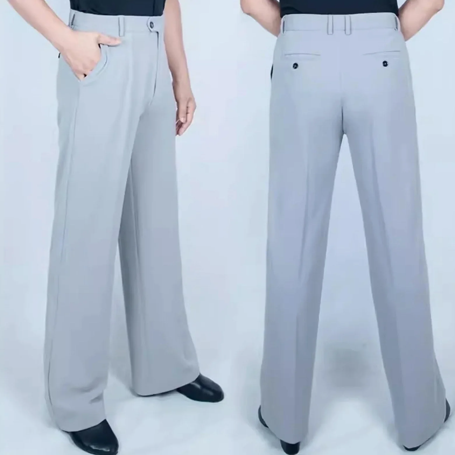 Pantalones De Baile Latino Hombre Pantalones de Baile Latino/Jazz for Hombre, Color Negro, for Mujer, for salón, Ropa, pantalón práctica/actuación con un botón(Brown,23 Waist 77)