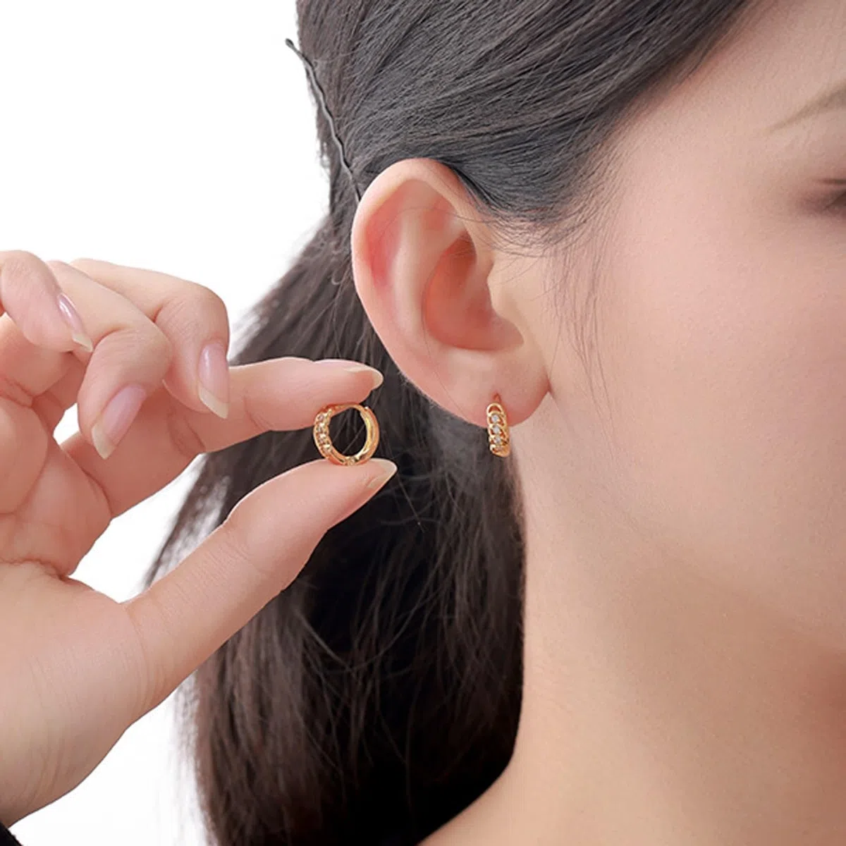 Pendientes de oro auténtico de 9 K/14 K/18 K con moissanita, oro clásico Au 375/585/750