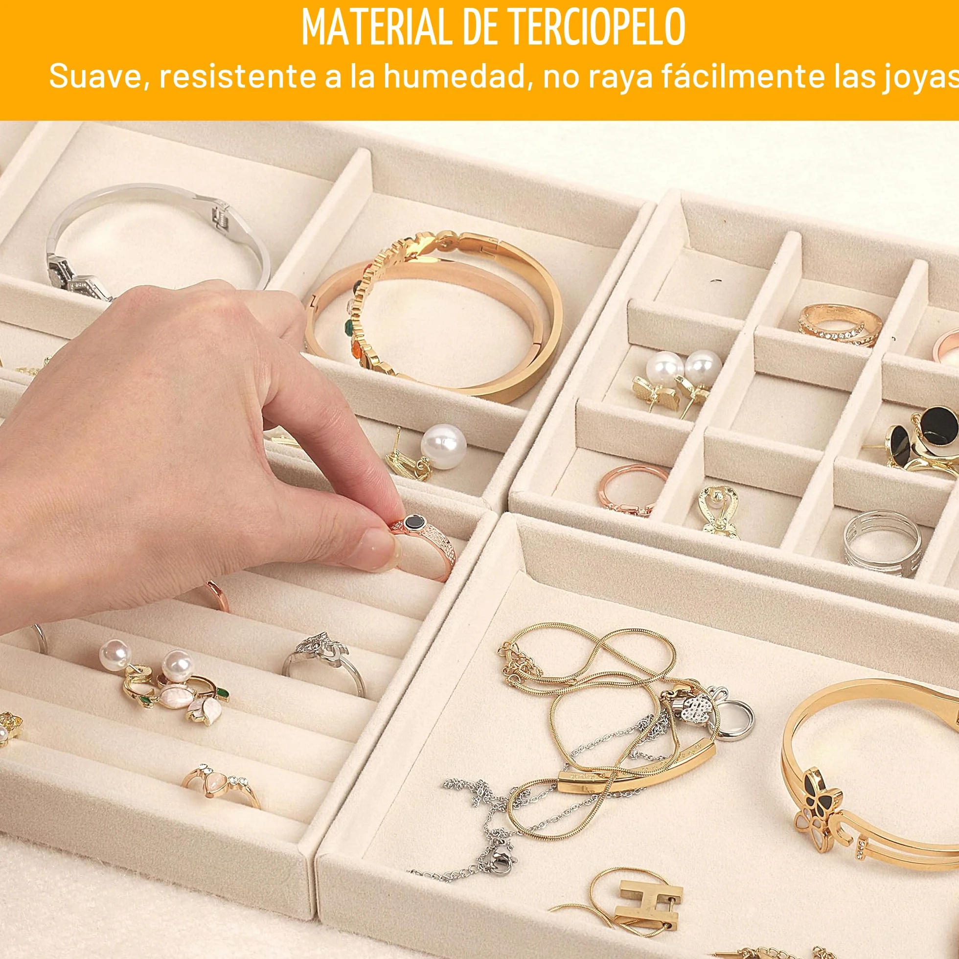 Schmuck Organizers,Schmucktablett,Schmuckaufbewahrung schublade, Schmuckeinsatz für Schubladen,Schmucktablett Stapelbar,Zum Aufbewahrung und Präseneren Von Ohrringe