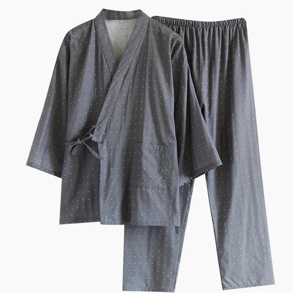 FANCYPUMPKIN Bata de estilo japonés para hombre, kimono [traje de pijama de algodón]