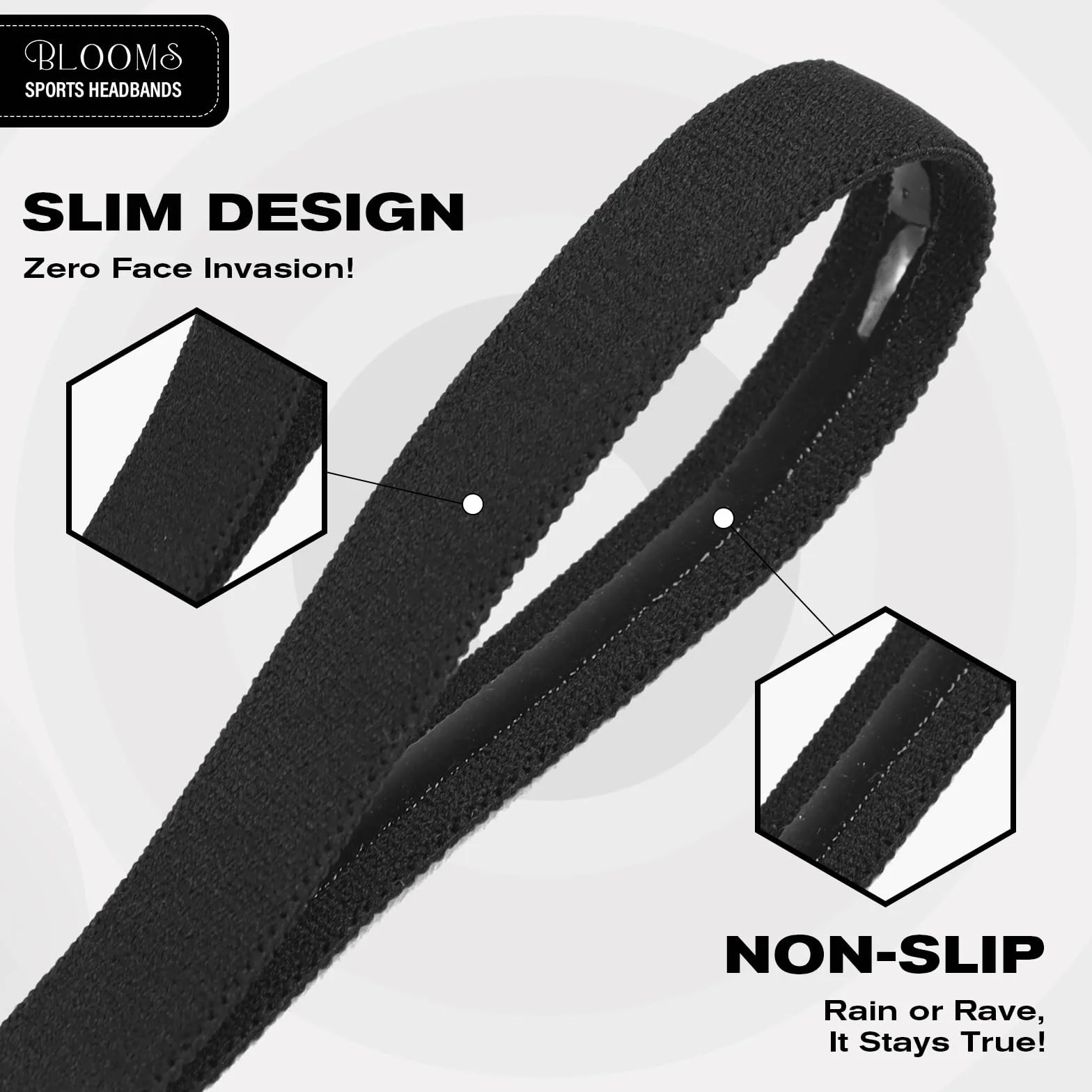 Blooms Cinta Pelo Deporte Elásticas Diadema Deportivas Mujer Silicona Antideslizante Negro Marrón Beige