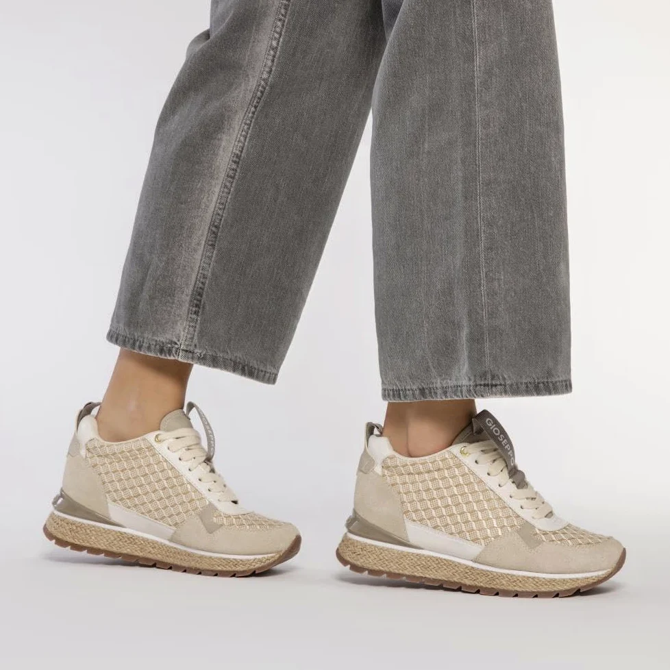 Sneakers Beige DE CUÑA Interna con Estampado GEOMÉTRICO para Mujer Puke