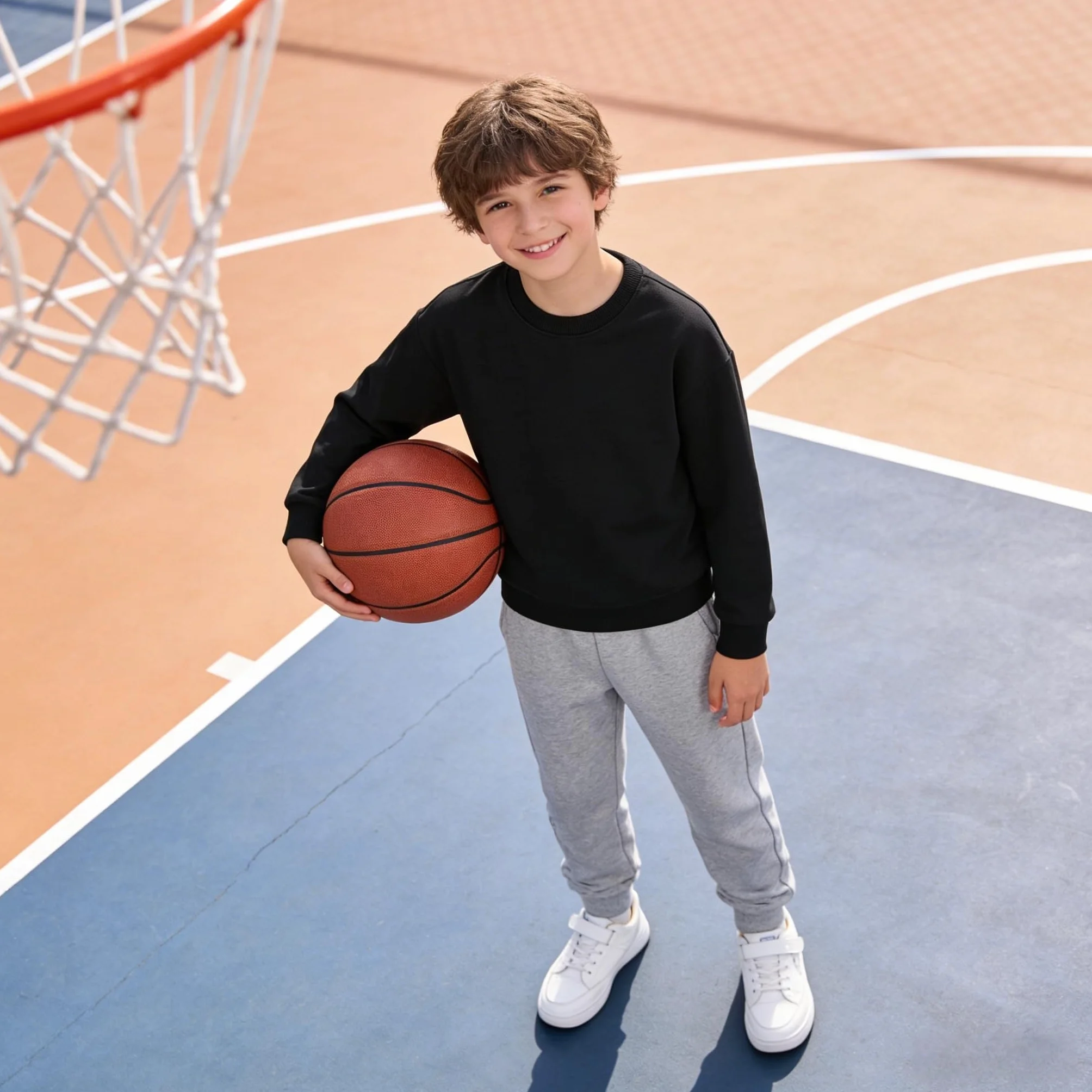 Sudadera Uniforme Escolar Manga Larga Cuello Redondo Pulóver para Niños y Niñas