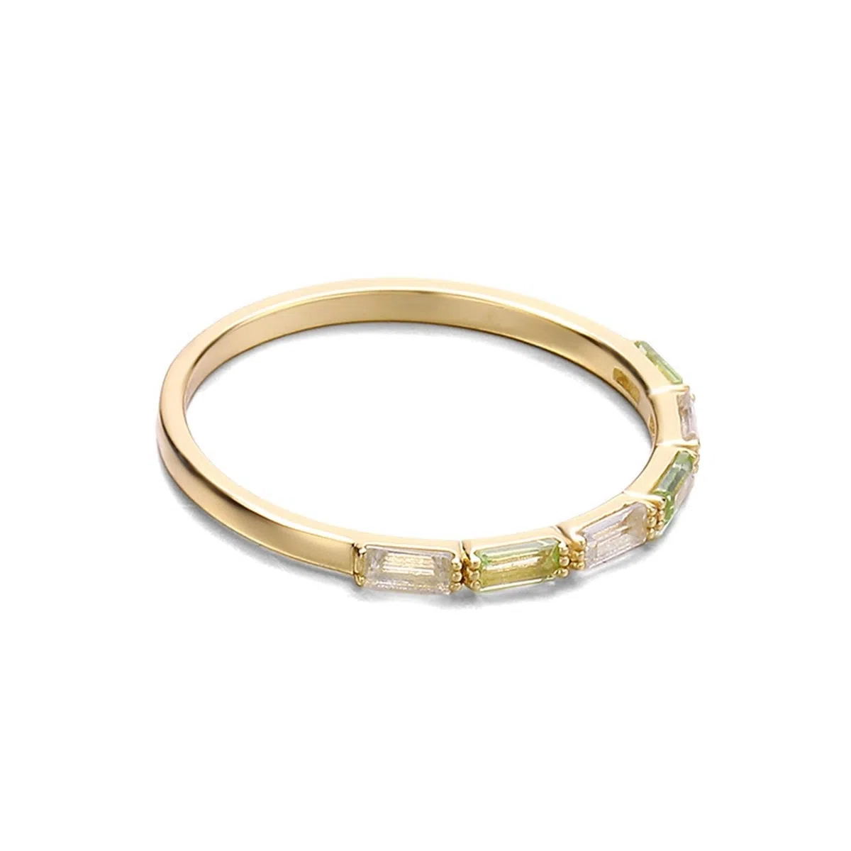 Alianzas Au 375/585/750 Oro Rectángulo Peridot Elegant filigrana Petite