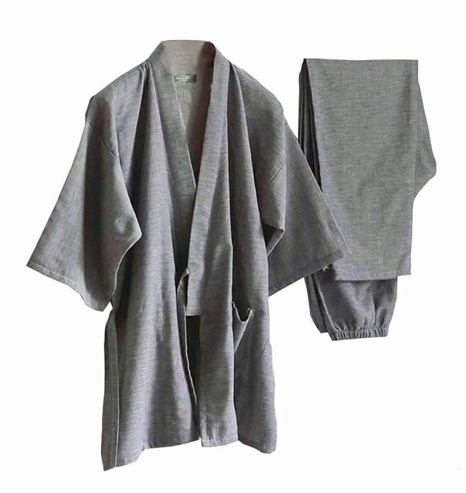 Fendawn Strive Clásica elegante estilo japonés hombres algodón albornoz pijamas Kimono ropa casual