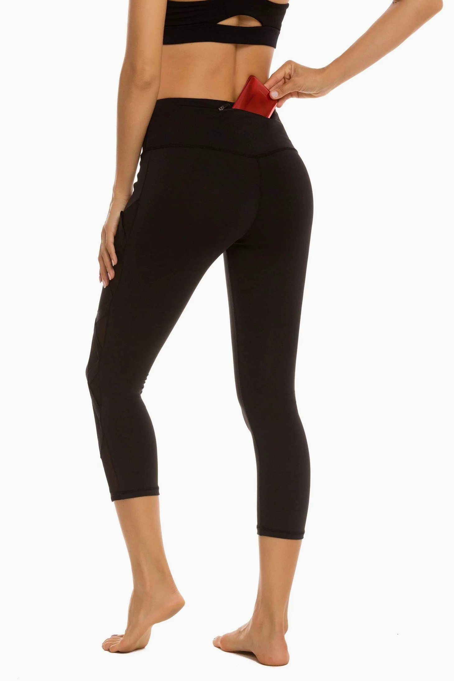 romansong Mallas para mujer, pantalones de yoga con bolsillo, capri, no se transparentan, cintura alta, control de abdomen, elásticas en 4 direcciones