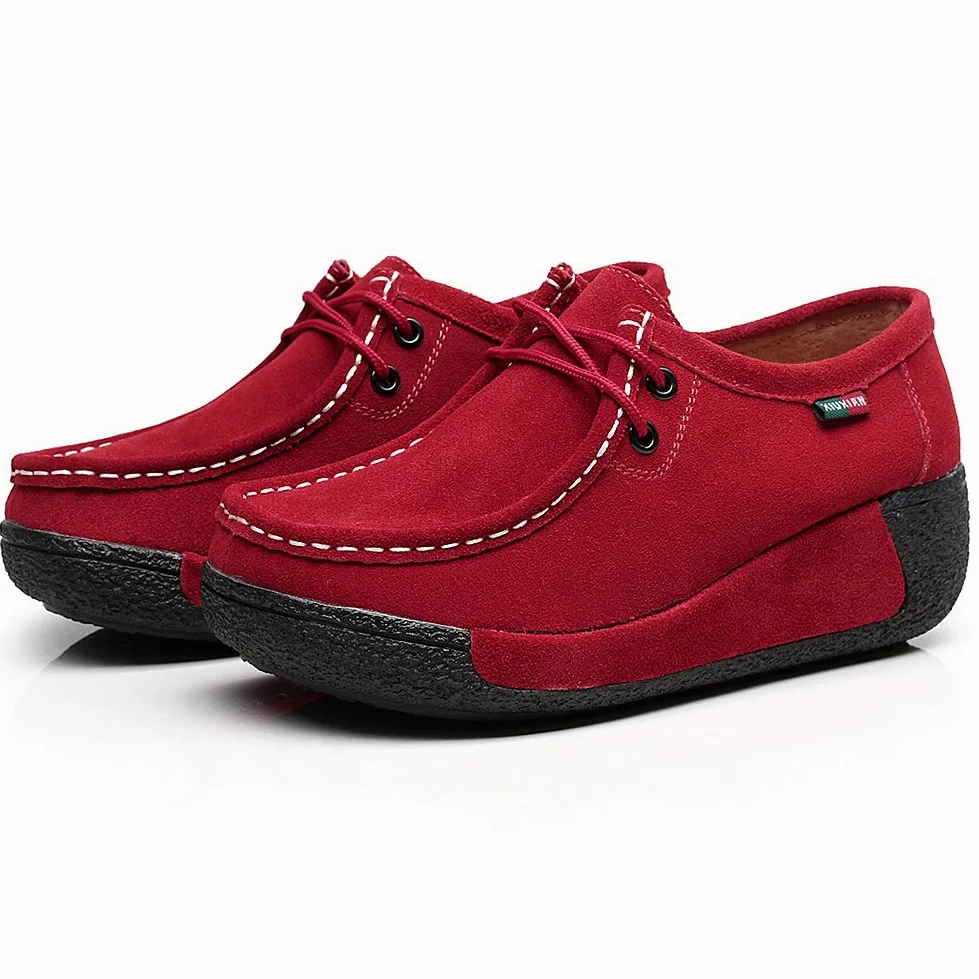 rismart Mujer Zapatos Formal Plataforma Oculto Tacón Cuña Gamuza Zapatillas De Moda