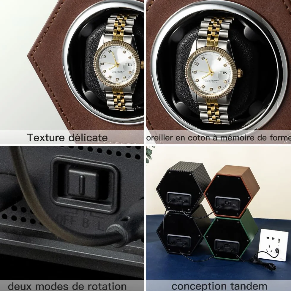 Caja giratoria automática para relojes con motor Mabuchi silencioso, 2 modos de funcionamiento