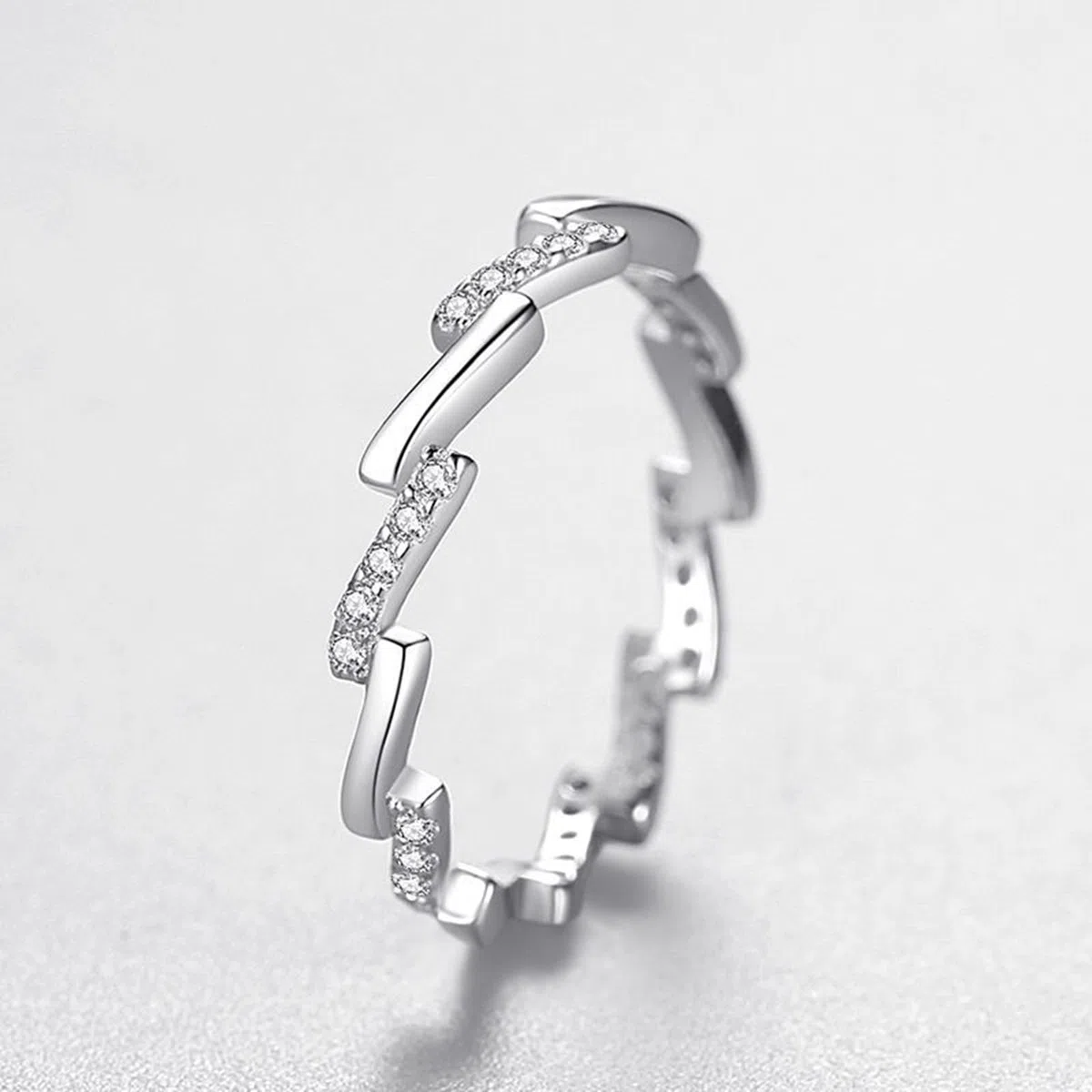 Anillo Promise de oro blanco 9K, Anillos Moissanite Blanco Sin Piedra Preciosa