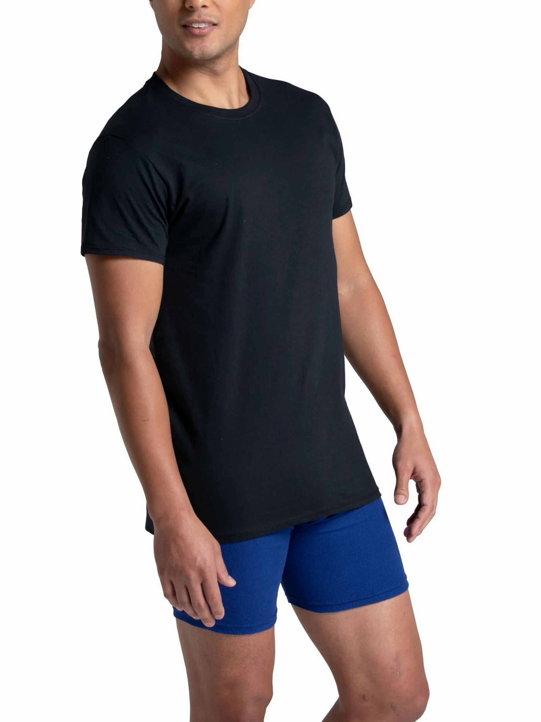 Fruit of The Loom Men's Stay Tucked Crew T-Shirt, Classic Fit - Black/Grey - 6 Pack, Medium