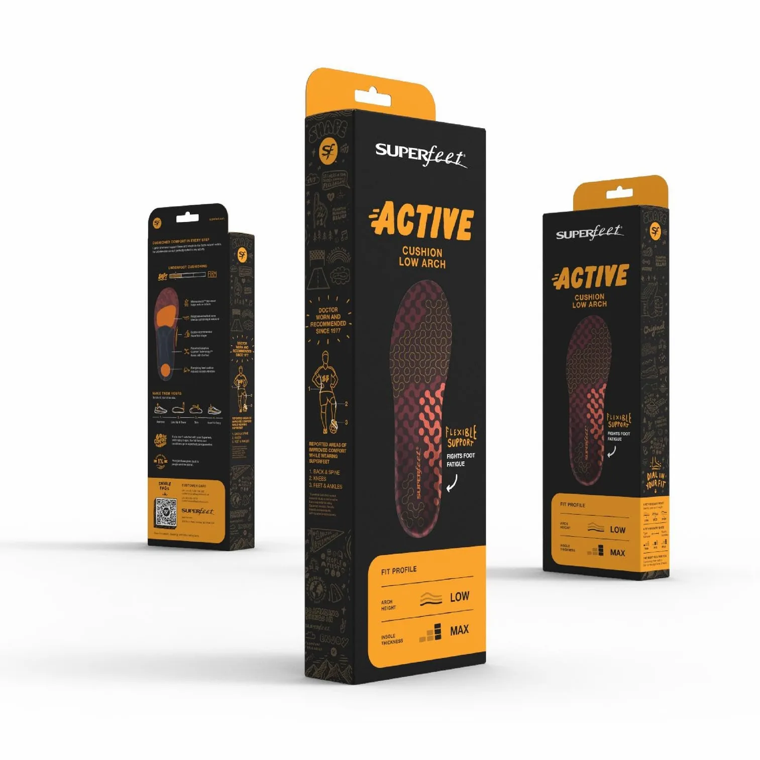 Superfeet Active Cushion Arco Bajo, Plantillas Recortables, EU 42-44 | Plantillas Recortables, Soporte para Arcos Bajos, Tecnología Adaptive Comfort, Materiales 100% Reciclados