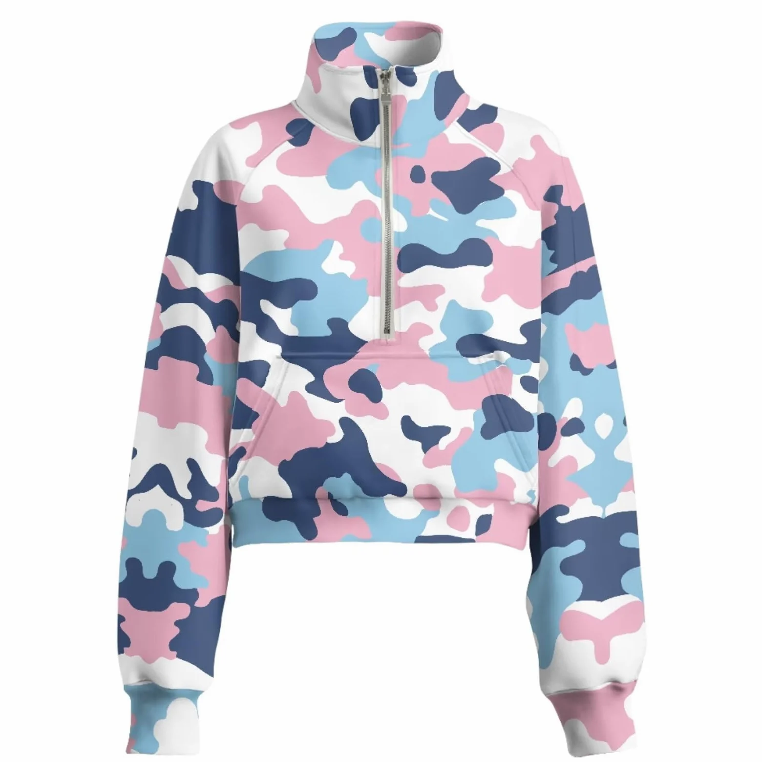 Poceacles Sudadera corta para mujer con 1/2 cremallera y agujero para el pulgar, cuello alto falso, sudadera de gran tamaño, sudadera con capucha suave
