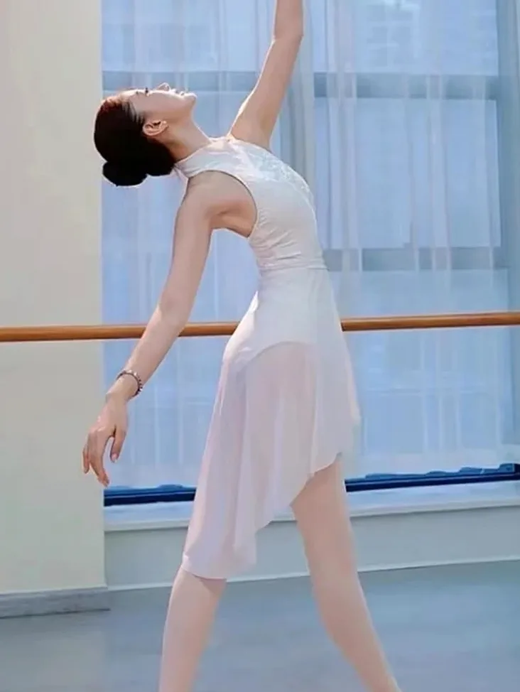 INOKAI Falda De Ballet Falda tutú Cruzada Lateral de Gasa for Danza de Ballet for actuaciones Latinas, Ropa de práctica de Estudio for niños