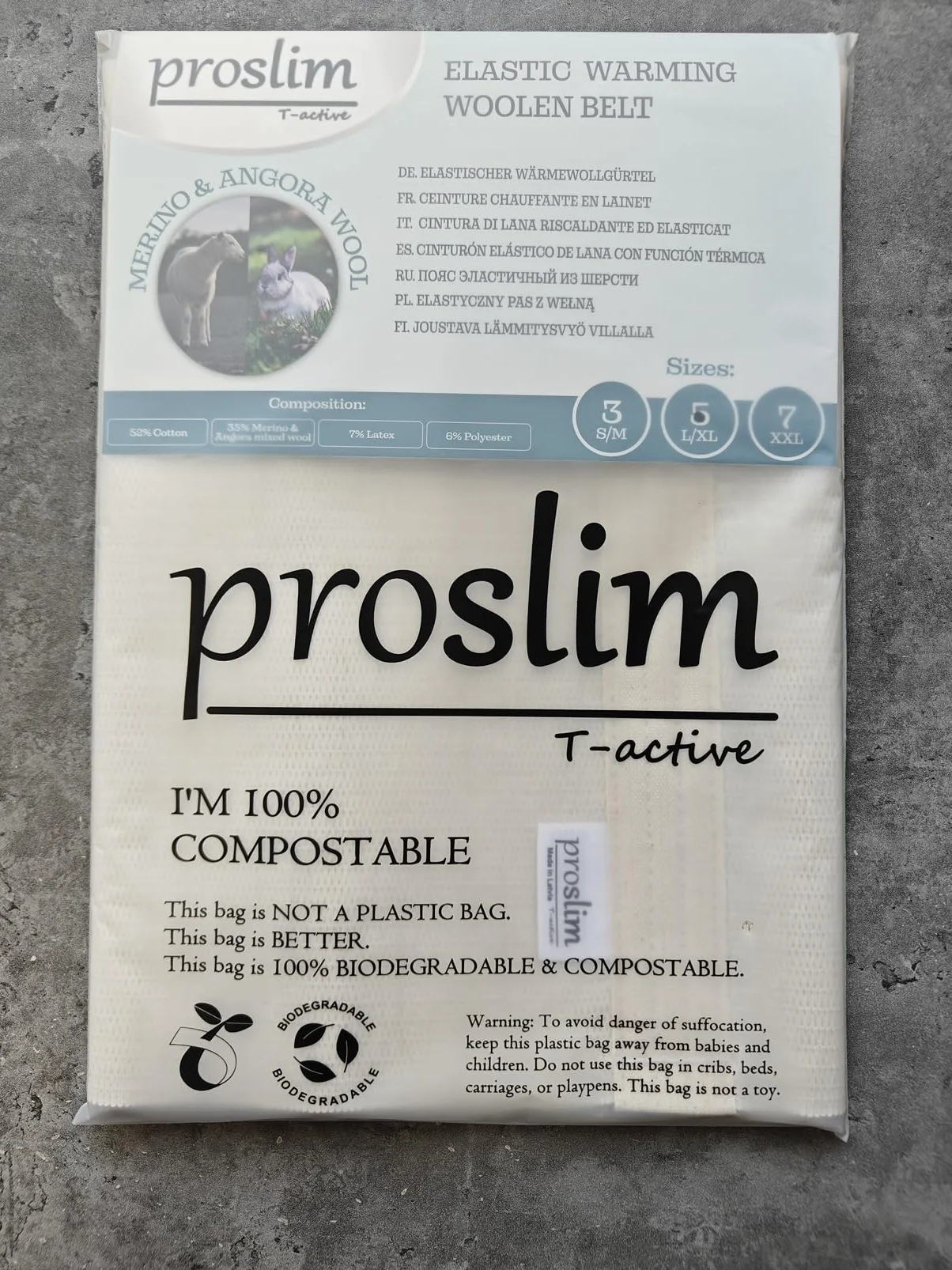 proslim T-active Merino Angora Wool Kidney Back Hip Waist Warmer for Men and Women, 87% Natural Materials, Creamy White, Perfect for Sports, Working or Walking
