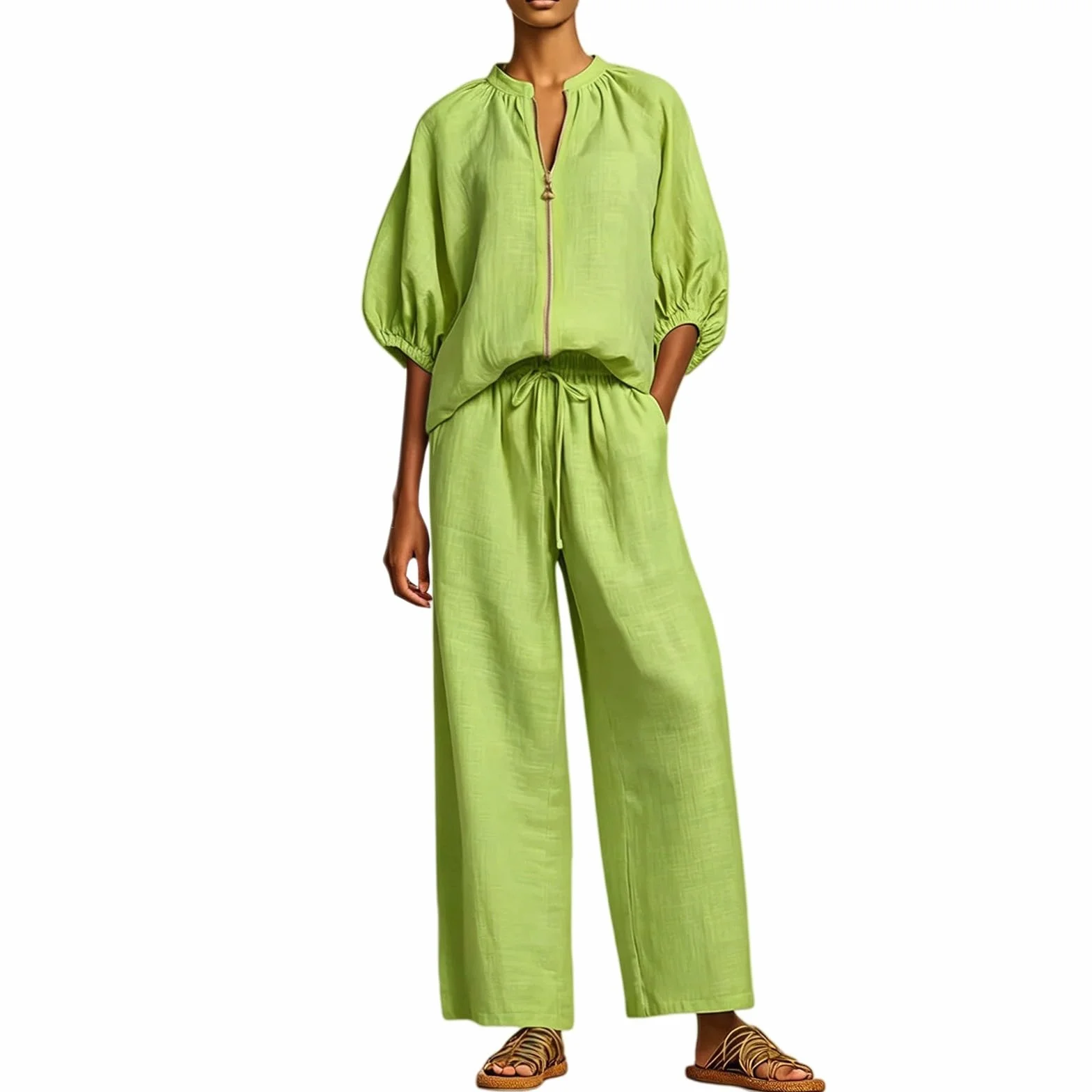 Conjunto Mujer Verano 2 Piezas Moda raje de Primavera Ligero Chndal Blusa Pantalones Ropa Playa Vacaciones Deportivo Casa Trabajoconjunto de mujerVerstil y fcil Combinar