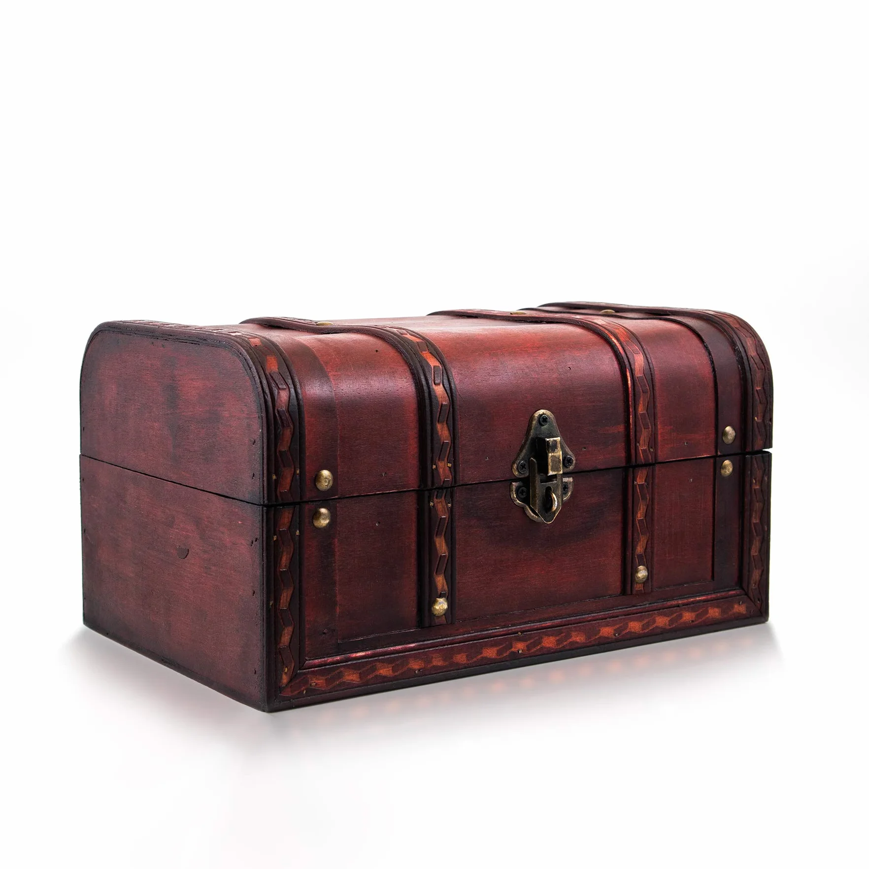 infinimo Cofre del Tesoro – Caja con candado y llave – Cofre de Madera 28 x 19 x 15 cm Grande – Ideal como caja de Regalo para, por Ejemplo, Bodas y Cumpleaños