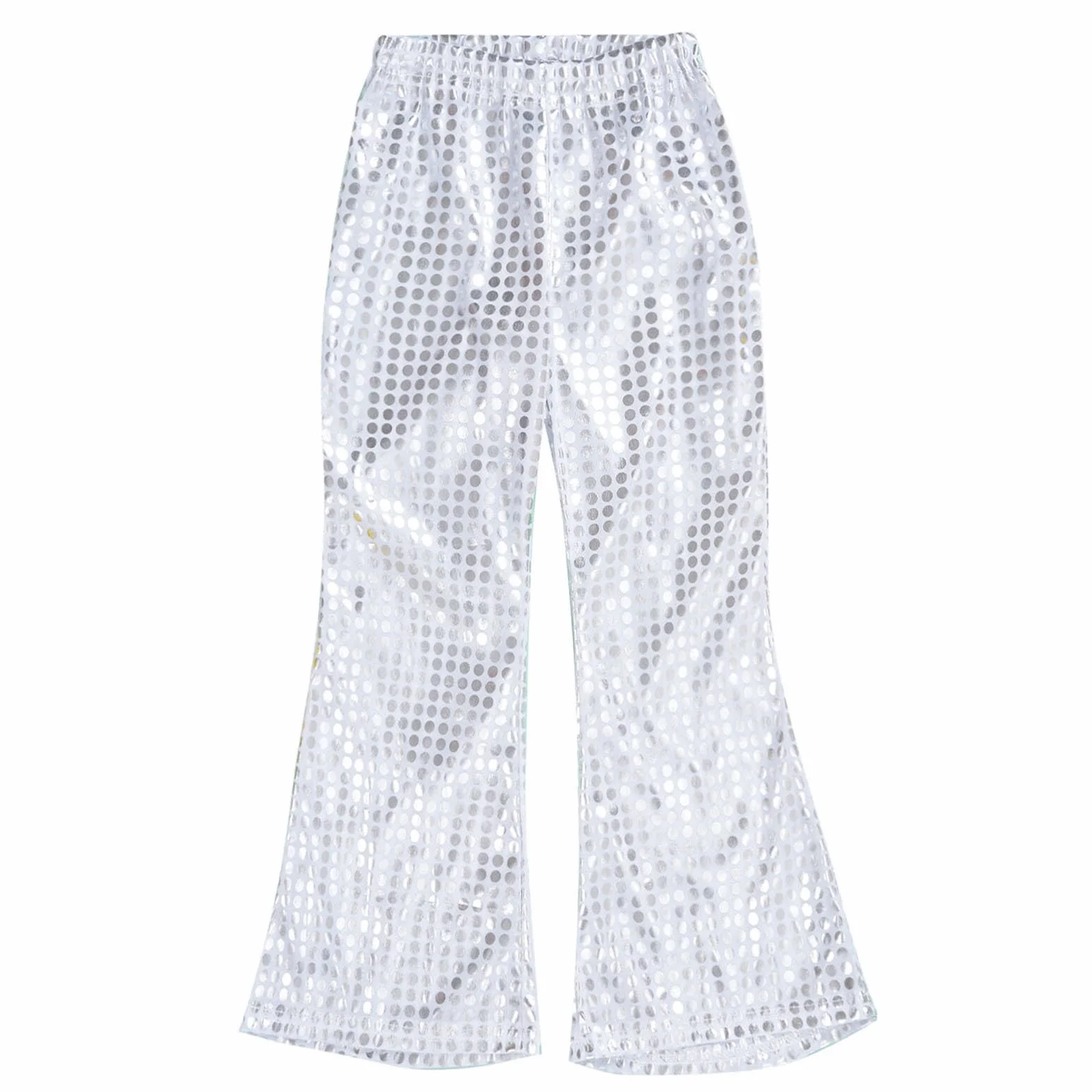 Pantalones Largos Acampanados Pantalon Lentejuelas Niño Niña Retro de Cuero Metálico Brillante para Danza Pantalón Chandal Jazz Cintura Elástica Traje Baile Fiesta Actuación n23