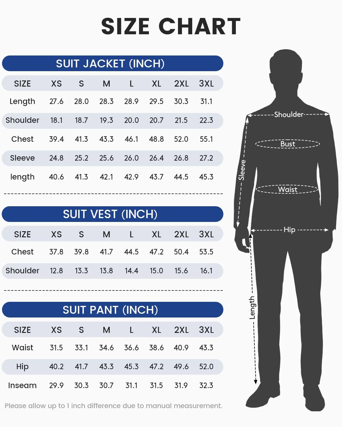 Traje Hombre 3 Piezas Slim Fit 2 Botones Chaqueta Chaleco Pantalón
