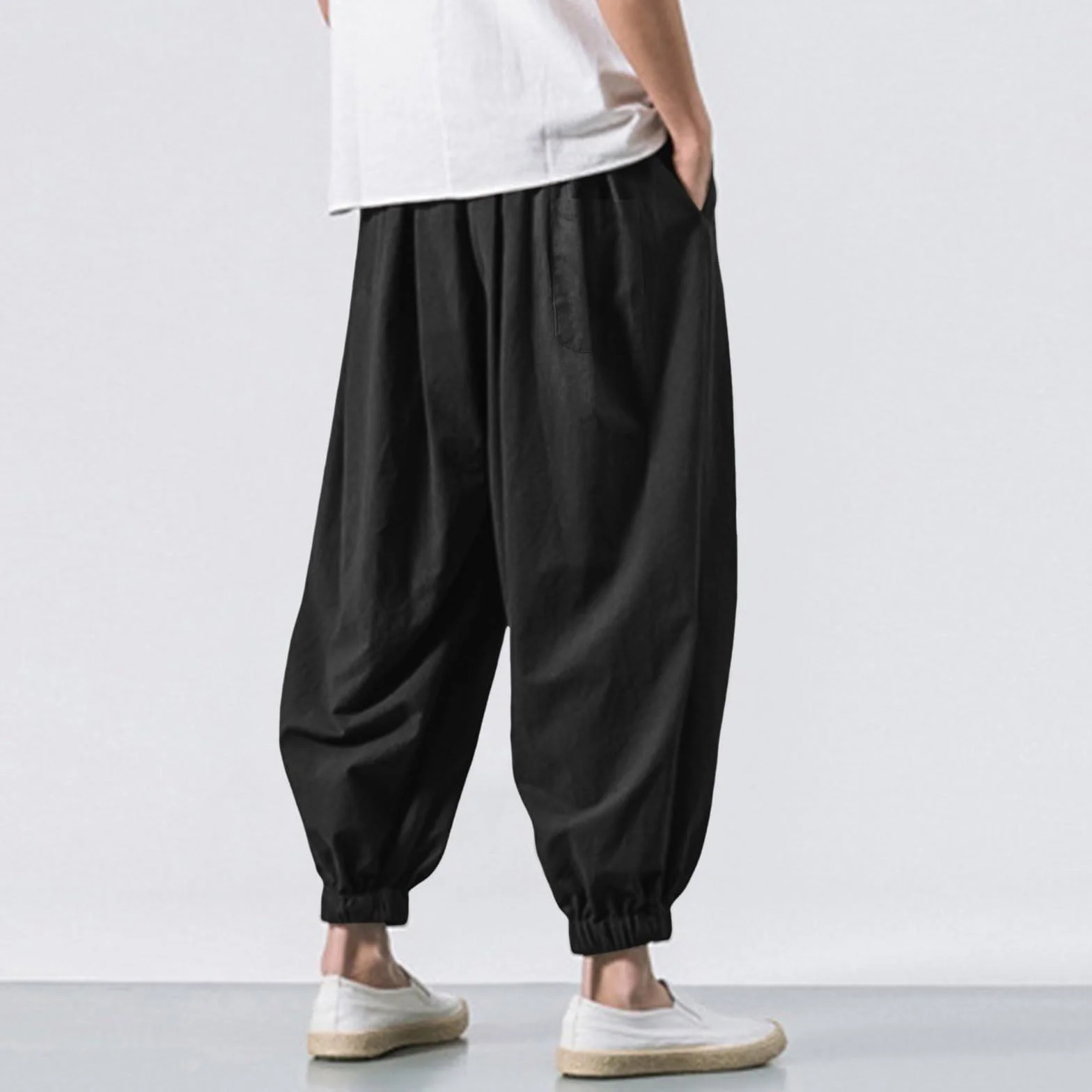 Pantalones harén para hombre hippie urbanos holgados de pierna ancha yoga joggy deporte cómodos