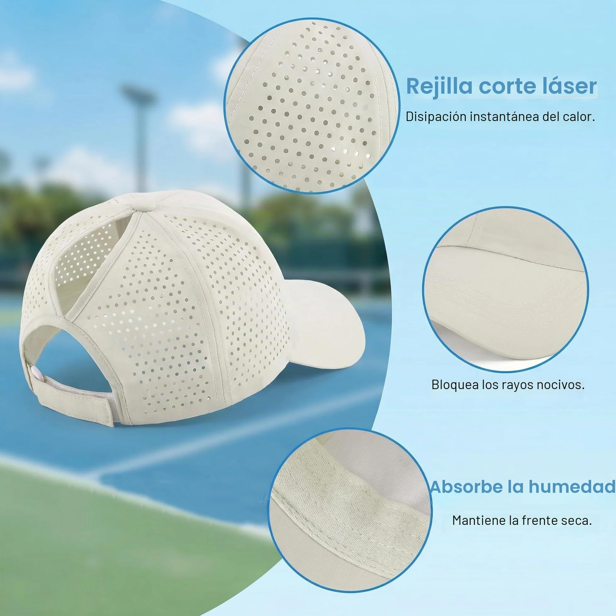 YAMEE Gorra de Béisbol Mujer Verano Malla Transpirable Impermeable Secado Rápido Anti-UV Ajustable Deporte Running Playa