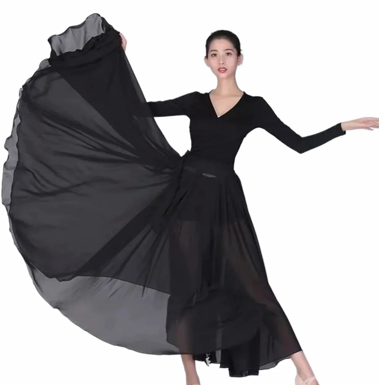 Faldas largas Elegantes de Gasa Morada con Cordones for Danza del Vientre for Mujer, for Ballet, clásica, práctica y espectáculos para Mujeres