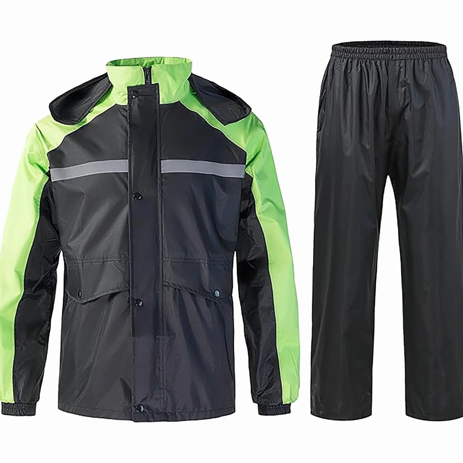 Genérico Traje de lluvia para hombre, chaqueta y pantalones reflectantes, impermeable para ciclismo al libre y motocicleta con capucha