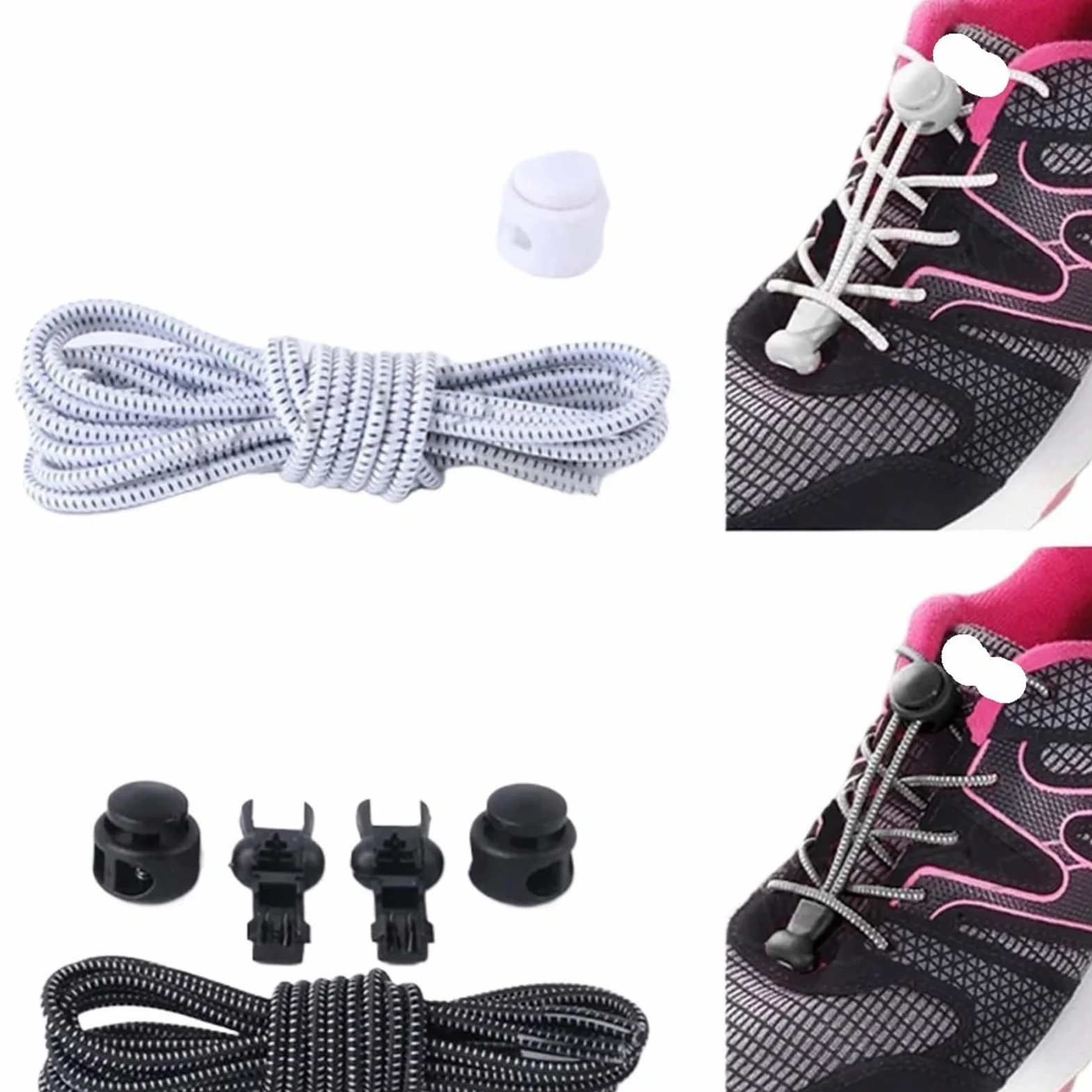 8 pares de cordones elásticos sin atar, con cierre rápido, for niños y adultos Para Zapatillas Deportivas