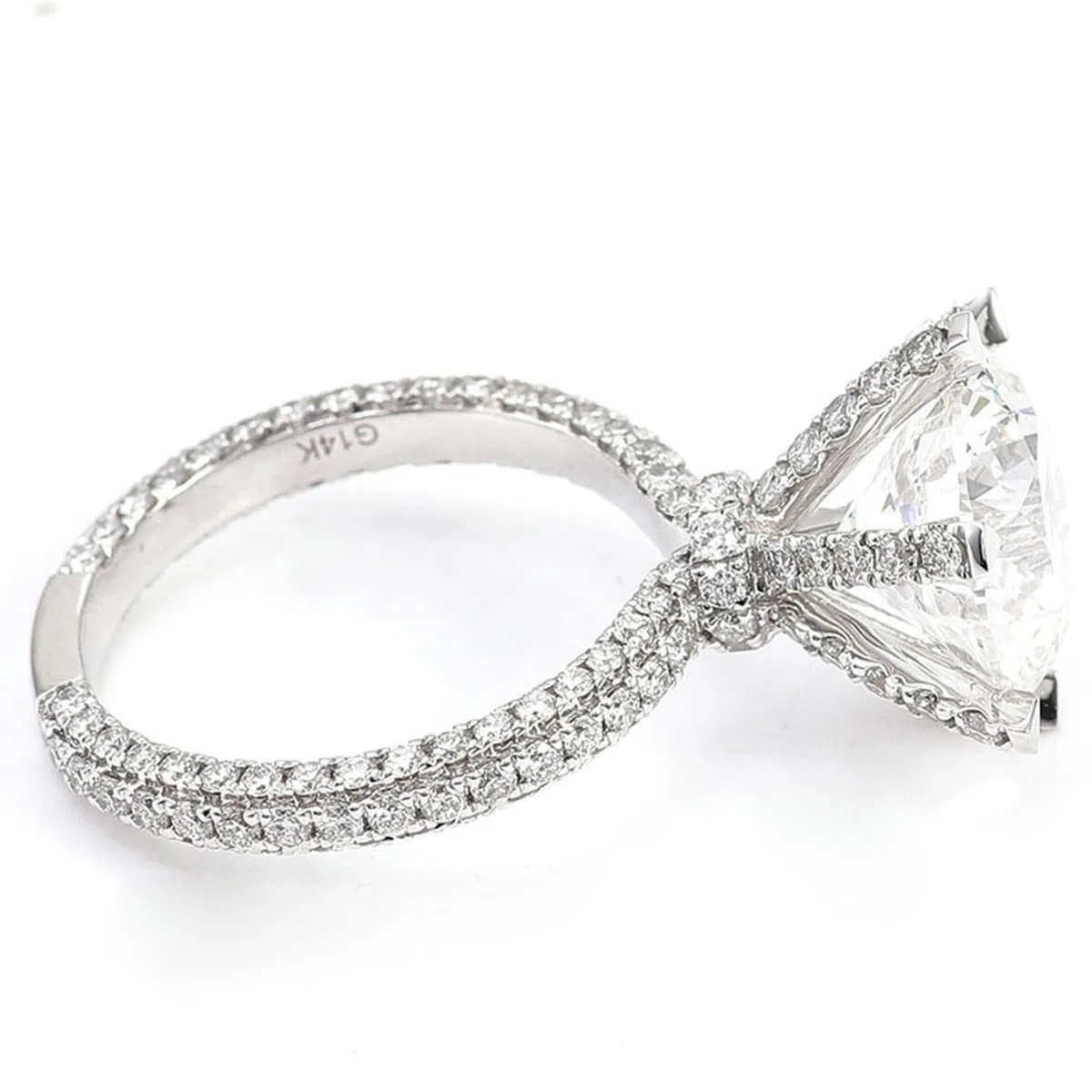 Anillos de compromiso de oro blanco de 18 quilates para mujer, talla redonda de 3 quilates, moissanita, elegante anillo de compromiso