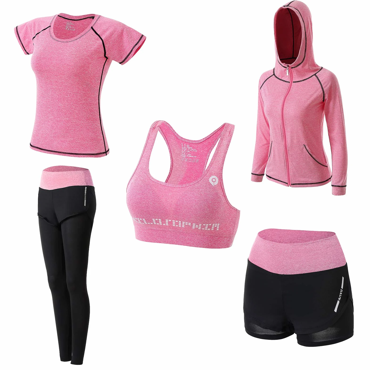 JULY'S SONG Conjunto Deportivo Mujer Conjunto Yoga 5 Piezas Conjuntos Deportivos para Mujer Yoga Fitness Deporte Chándales Deportivo Ropa de Correr Conjunto de Gimnasio Ejercicio