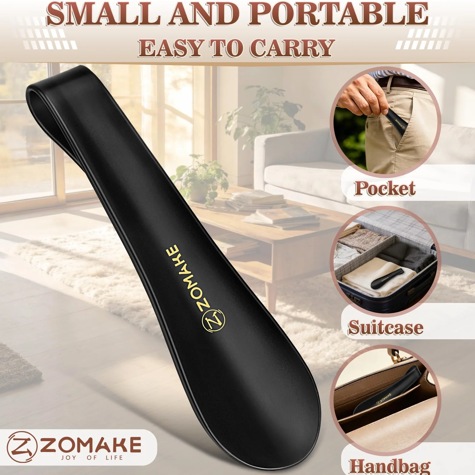 ZOMAKE Calzador de Plastico 7.5inch Pequeño de Viaje para Mujeres Embarazadas Ancianos Niños