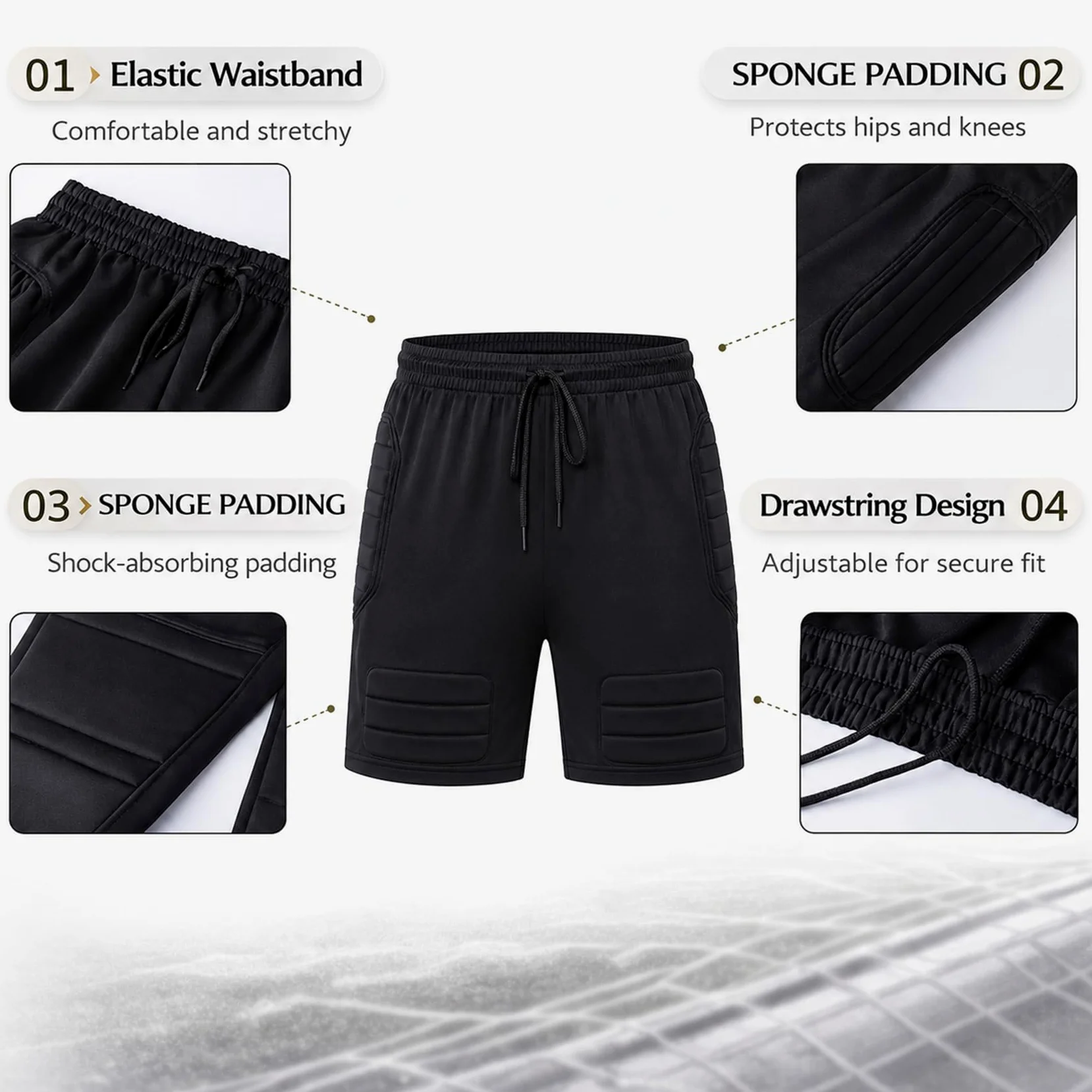 Uniforme de Portero de fútbol para niños, jóvenes y Adultos. Camiseta de Manga Larga y pantalón Corto Ligeros para Entrenamientos y Partidos de fútbol.