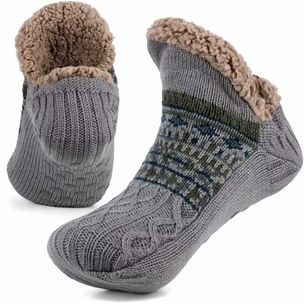 Calcetines Antideslizantes Hombre Mujer Gruesos Zapatillas Calcetines Térmicos con Forro Polar Pinzas Antideslizantes para Casa
