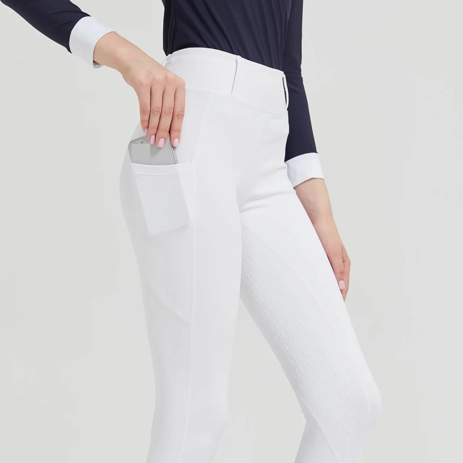 Pantalones De Equitación Pantalones de equitación Primavera y Verano for Mujer, Punto, Alta Elasticidad, Ajustados, Silicona, Transpirables Mallas De Equitación