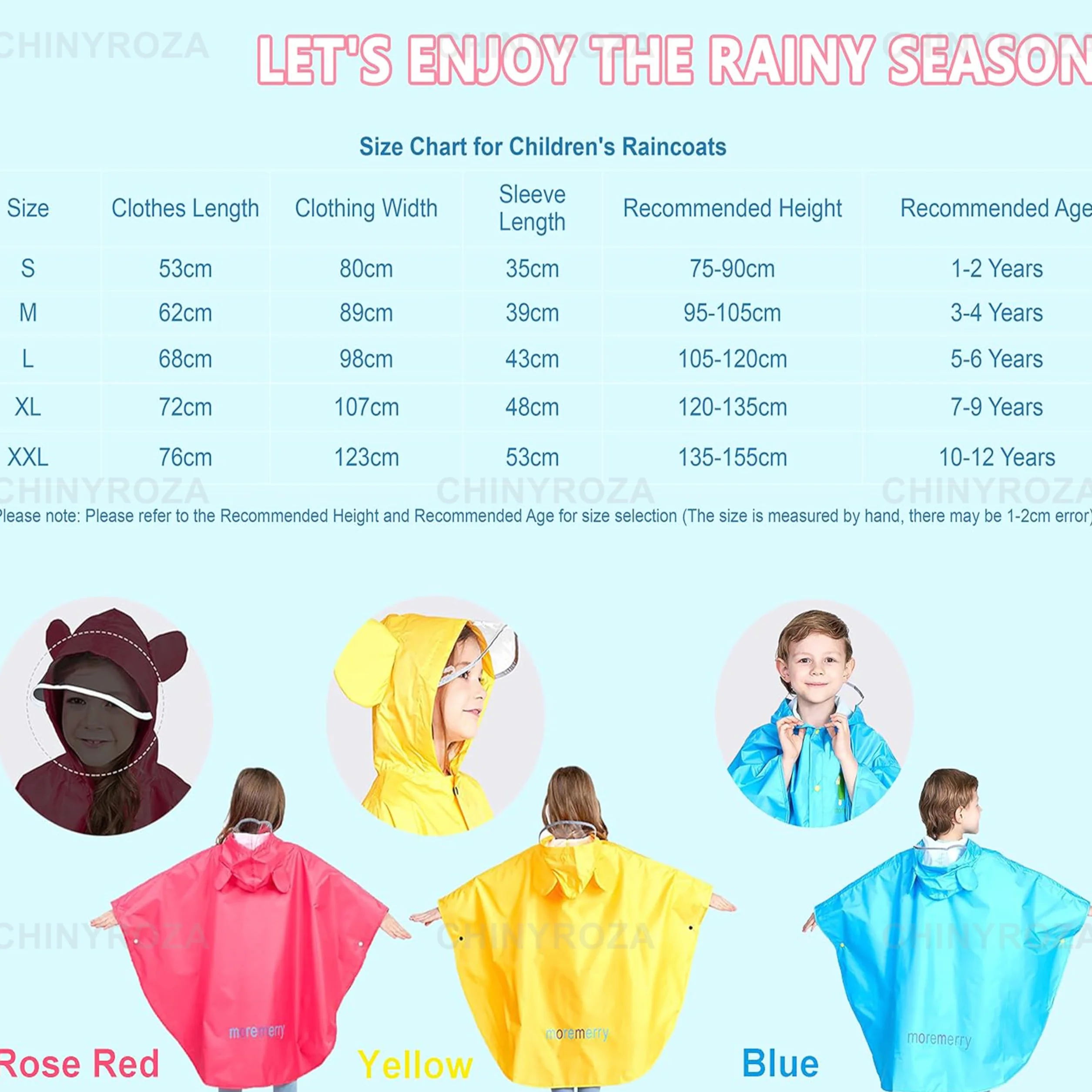 Chubasquero Niño Niña Poncho Impermeable Capa de Lluvia Niño Plegable Portátil con Bolsa Poncho Infantil Lluvia Chubasquero 100% Impermeable y Transpirable para Niños de 75-155 cm