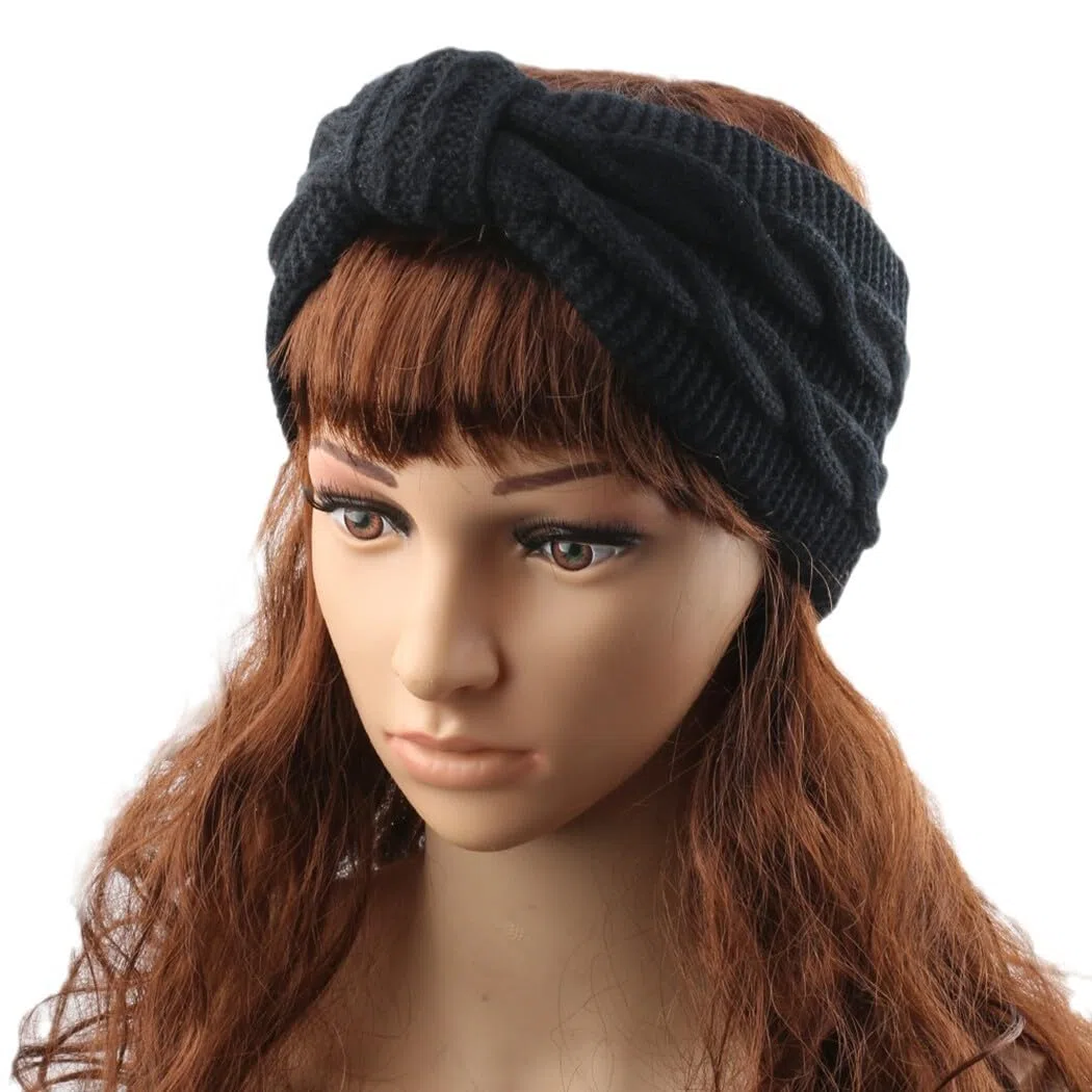 5 diademas elásticas de punto con lazo, para invierno, para mujer