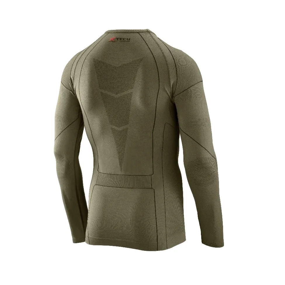 Predator 3 - Camiseta técnica de cuello redondo, gramaje medio, termorregulador y transpirable, multideporte al aire libre, verde militar