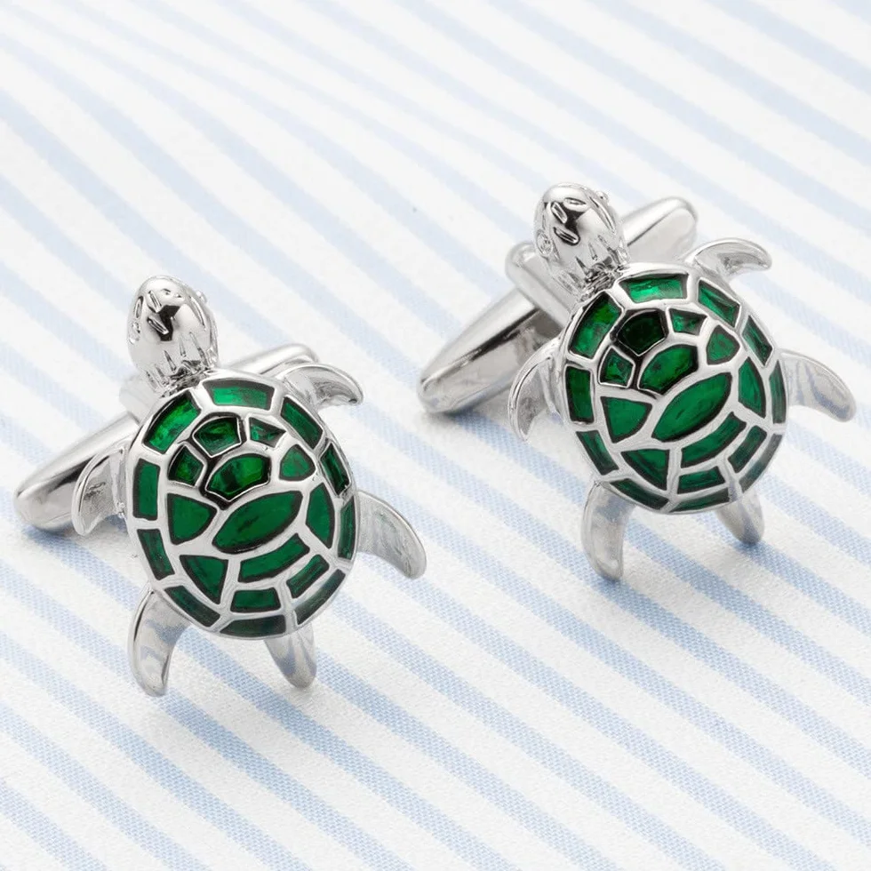 Gemelos de tortuga vintage con diamantes de imitación franceses con caja de regalo para hombres, fiestas, reuniones, bodas, uso diario