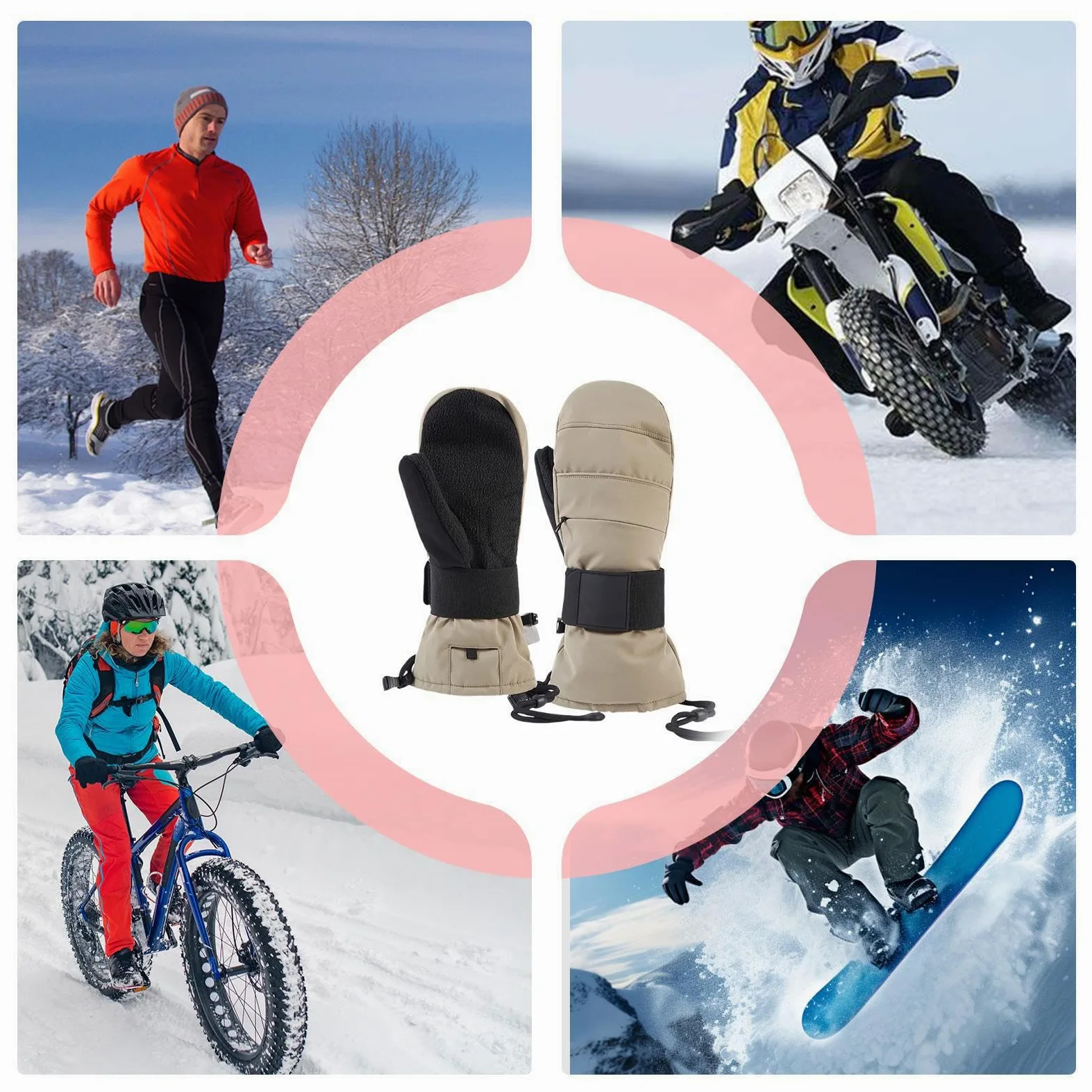 Guantes De Invierno Para Hombres | Guantes Térmicos Sensibles Al Toque,Muñequera Forro Polar Guantes De Nieve - Para Hombres Motociclismo Invierno Nieve Al Aire Libre
