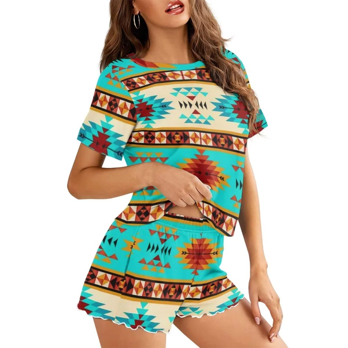 Renewold Conjunto de pijama para mujer, camiseta de manga corta y pantalones cortos, conjunto de ropa de dormir para mujer, traje de noche