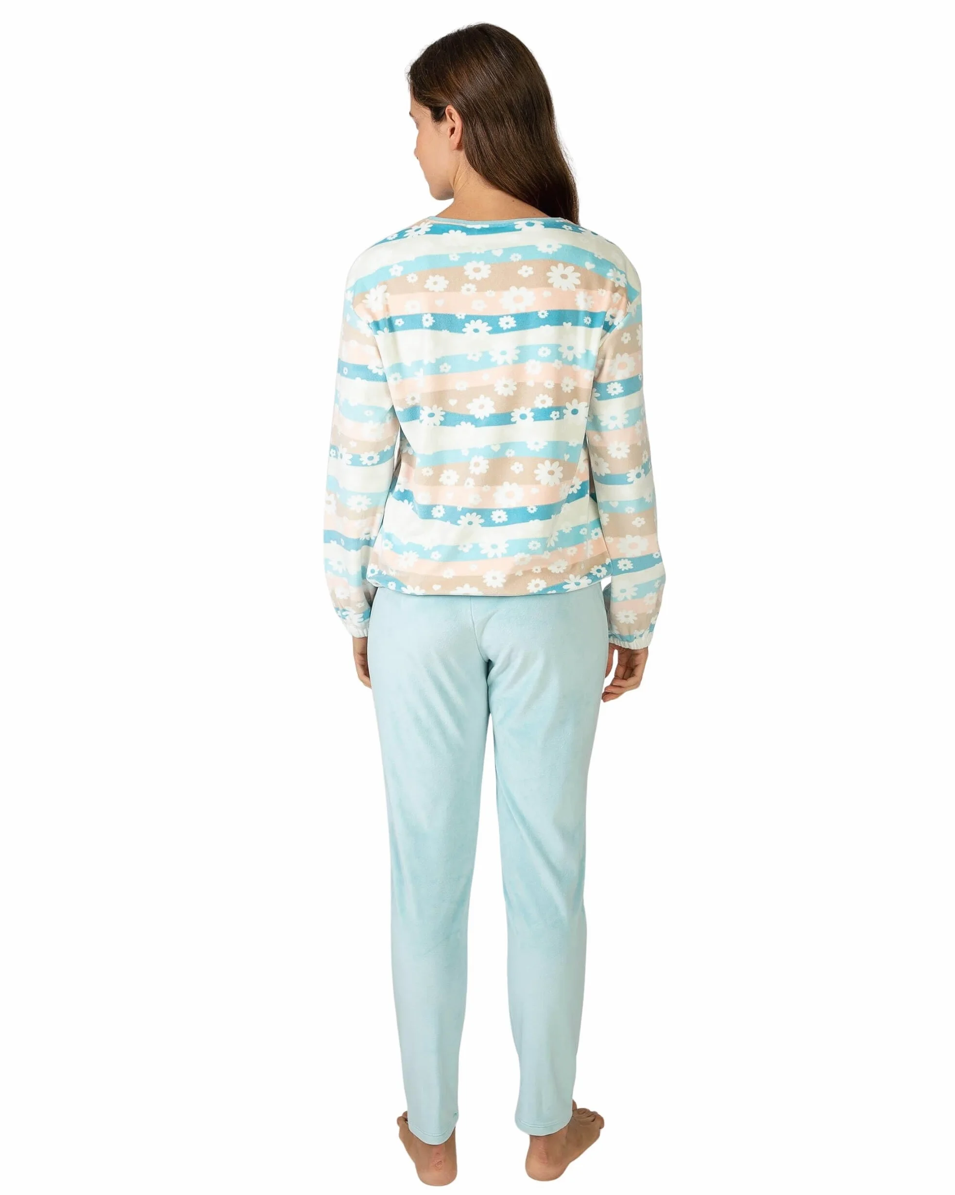 MASSANA Pijama de Invierno para Mujer, Conjunto de 2 Piezas, 100% Poliéster Extrasuave, Manga Larga, Diseños Variados